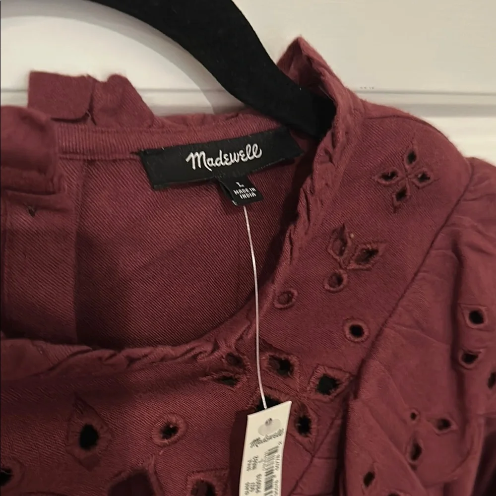 NWT Madewell Chic Burgundy Eyelet Dress - Picture 3 of 9
